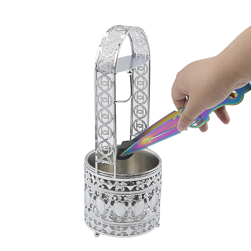 Metal Hookah Charcoal Holder Basket For Shisha Hookahs Chicha Narguile Sheesha Smoking Accessories Silver