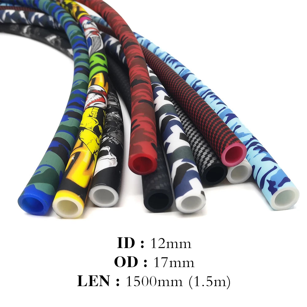 Colourful Silicone Hookah Hoses Shisha Accessories Carbon Fiber Skull Black Blue Color ID 12Mm OD 17Mm LEN 1500Mm LM-H056
